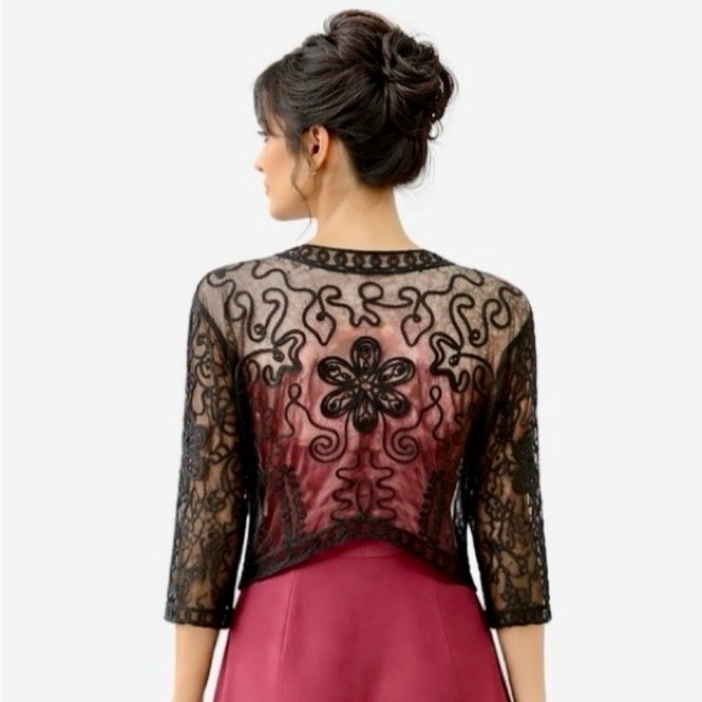 Black Sheer Lace Cover-Up for night out or Boho Look! Bundle with Brown to Save!